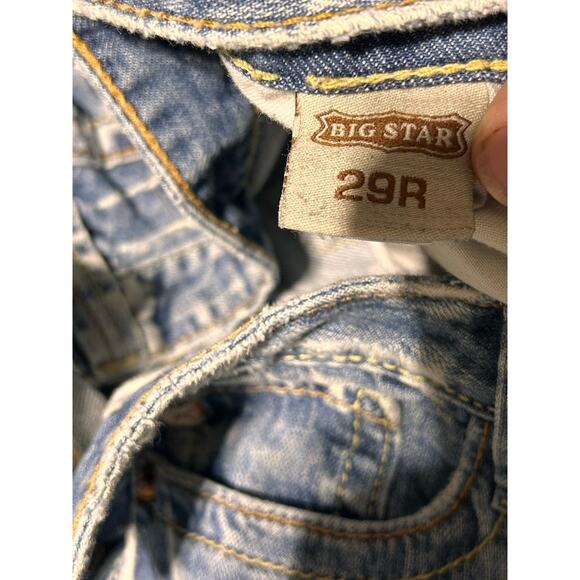 Big Star Sweet Low Rise Boot Leg Jeans Womens 29 R Stretch Distressed Light Wash - Picture 3 of 10